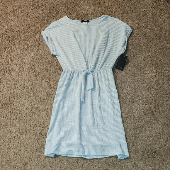 Blue Cap Sleeve Sundress with Crew Neck - Picture 1 of 6